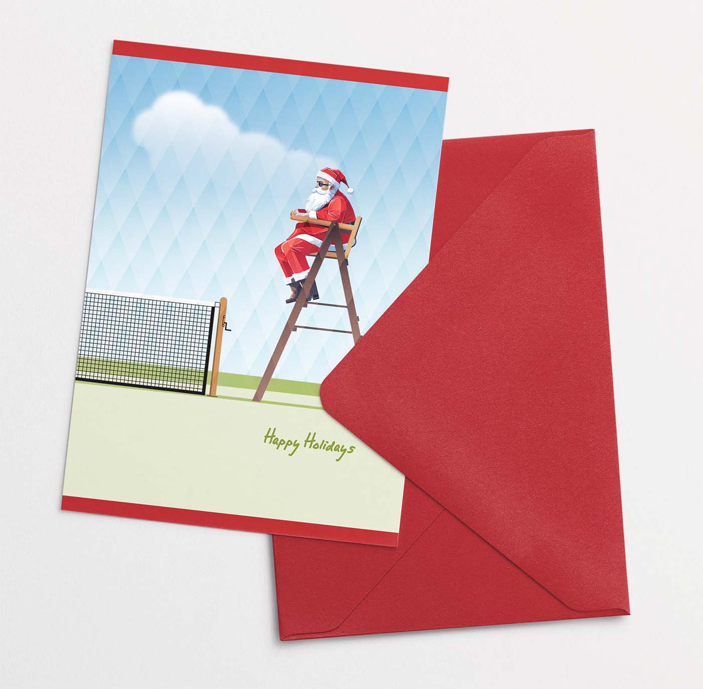 Santa's Calling the Shots Tennis Christmas Card